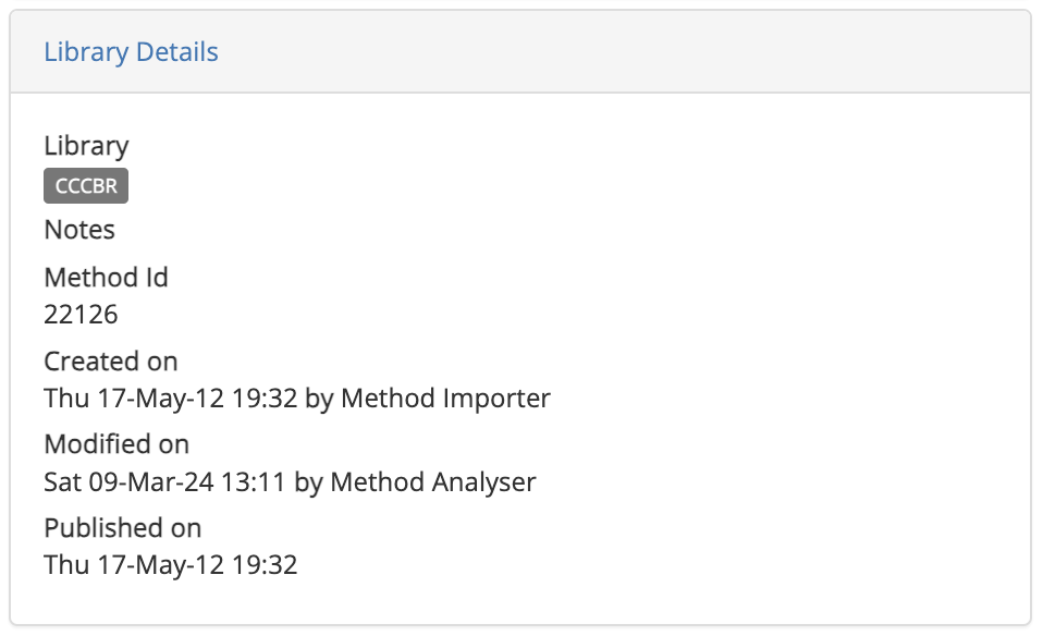 Library Details tab expanded