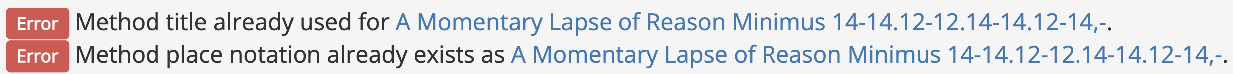 Method error message