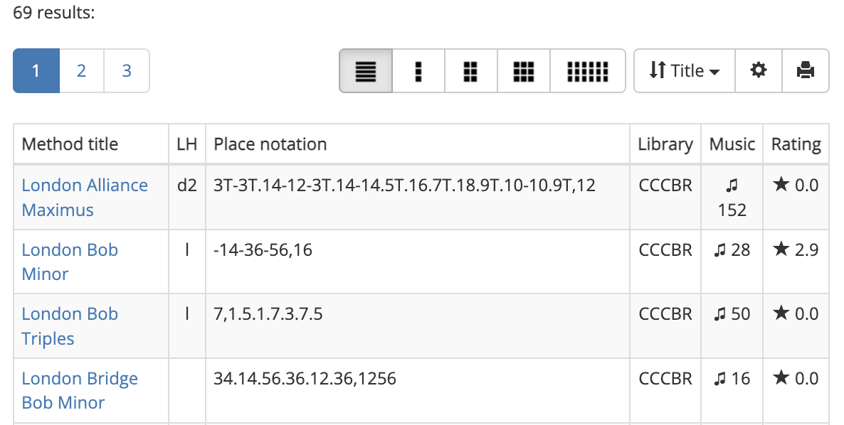 Quick search results